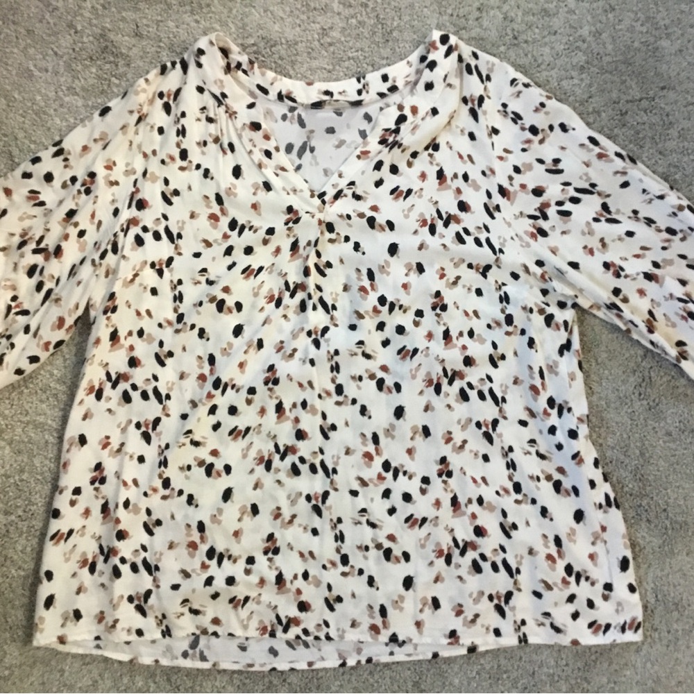 BloomChic White and Black Patterned Blouse 1X